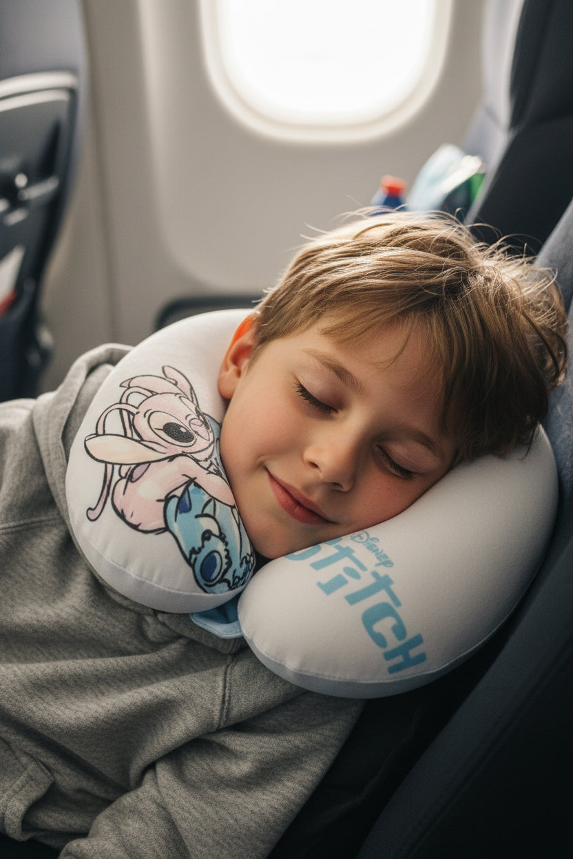 This is a Jay Franco Disney Stitch kids travel neck pillow