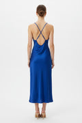 Navy blue spaghetti strap dress with slit on the side ￼