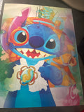 This is a 3D motion effect lenticular art poster featuring the character Stitch.