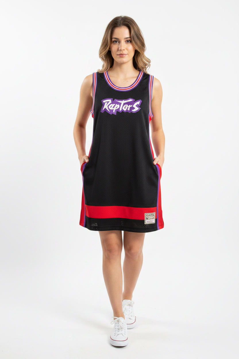 This is a Mitchell & Ness Toronto Raptors women Hardwood Classics oversized mesh tank top.