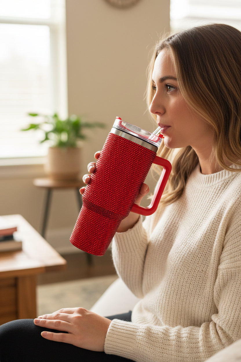 Red rhinestone 40 ounce Tumblr